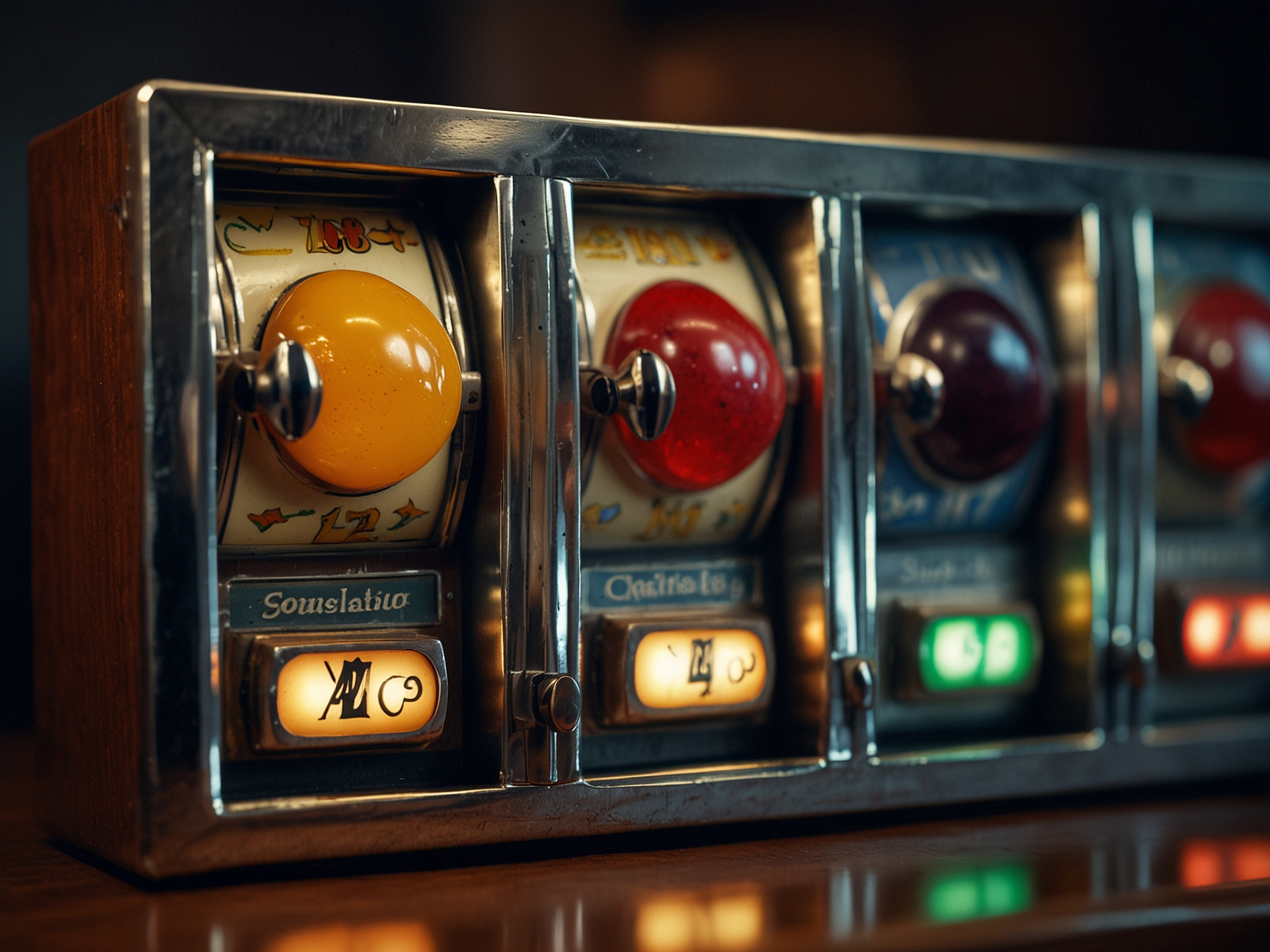 Vintage Slot Maschine mit leuchtenden Knöpfen